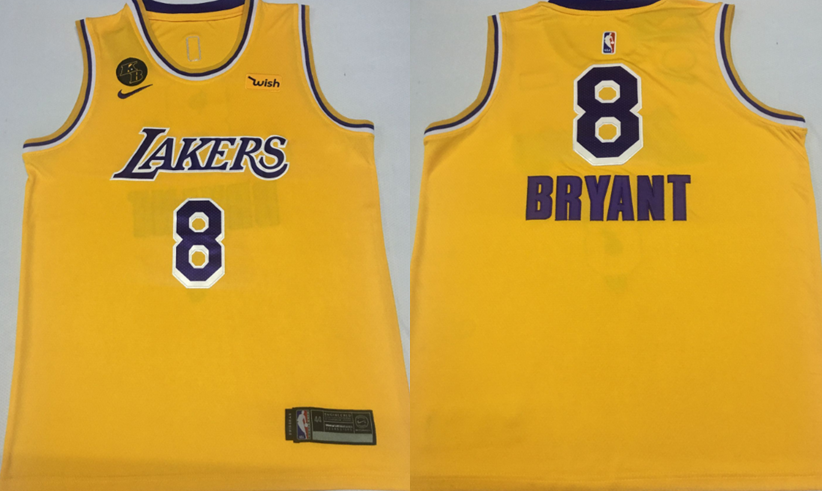 Los Angeles Lakers #8 kobe Bryant Lakers 8 # New Yellow Basketball Jersey basketball jersey product view 1