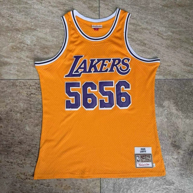 Los Angeles Lakers x Lakers Collaboration 5656 # Yellow Embroidered Jersey Style 2 Basketball Jersey basketball jersey product view 1