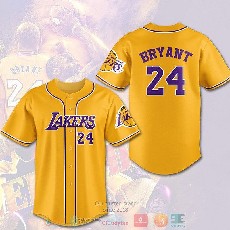 Los Angeles Lakers Kobe Bryant 24 yellow Baseball shirt baseball jersey product view 1