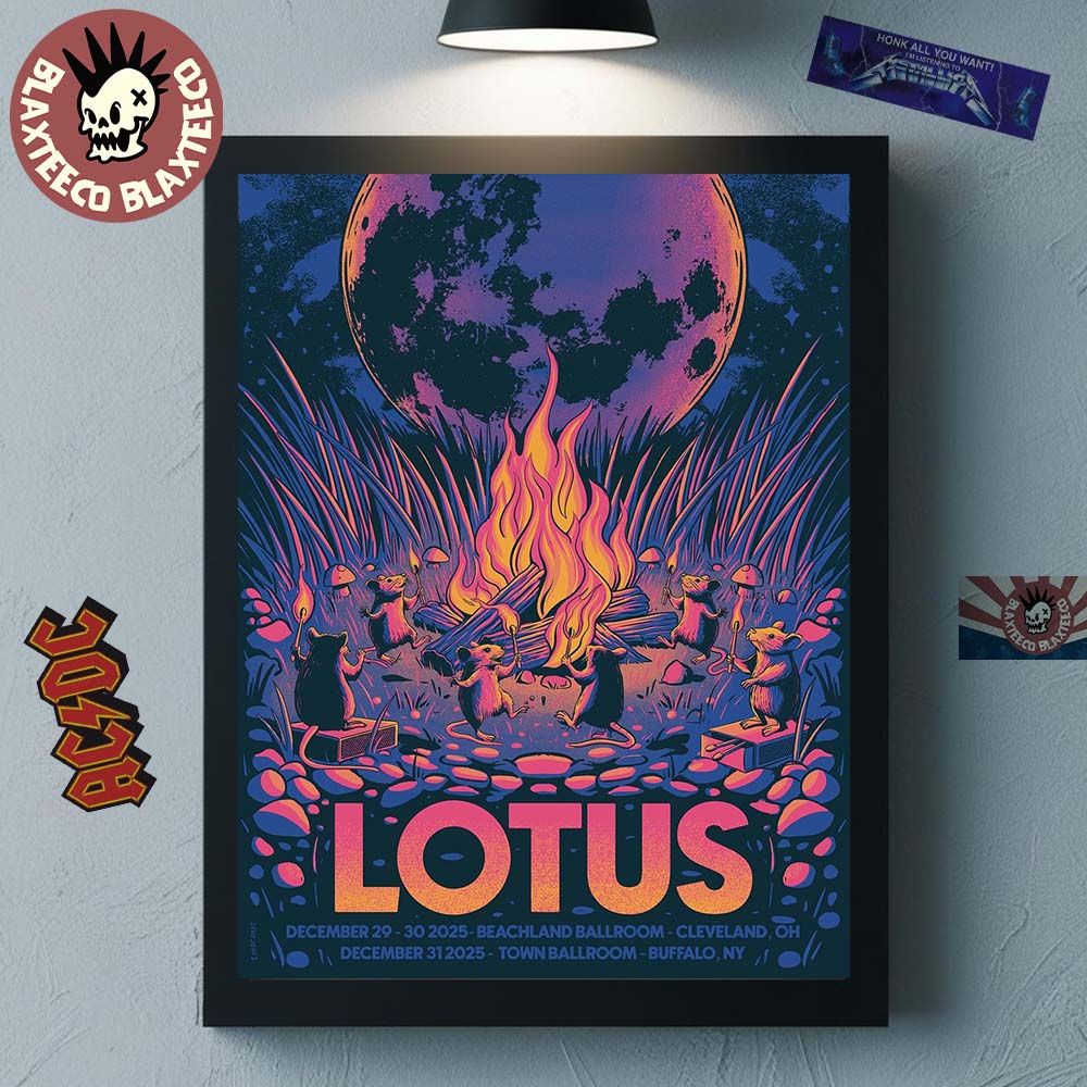 Lotus New Years Shows 2025 Poster In Cleveland Ohio At Beachland Ballroom On December 29 30 And Buffalo New York At Town Ballroom On December 31 2025 Poster Canvas - T-Shirt, Sweatshirt, Hoodie