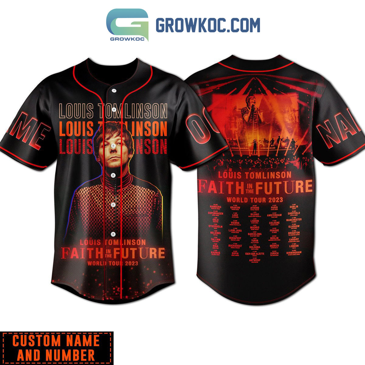 Louis Tomlinson Faith In The Future World Tour 2023 Personalized Baseball Jersey baseball jersey product view 1