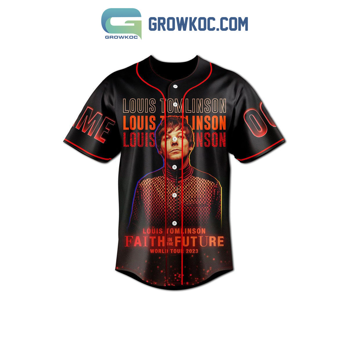 Louis Tomlinson Faith In The Future World Tour 2023 Personalized Baseball Jersey baseball jersey product view 2