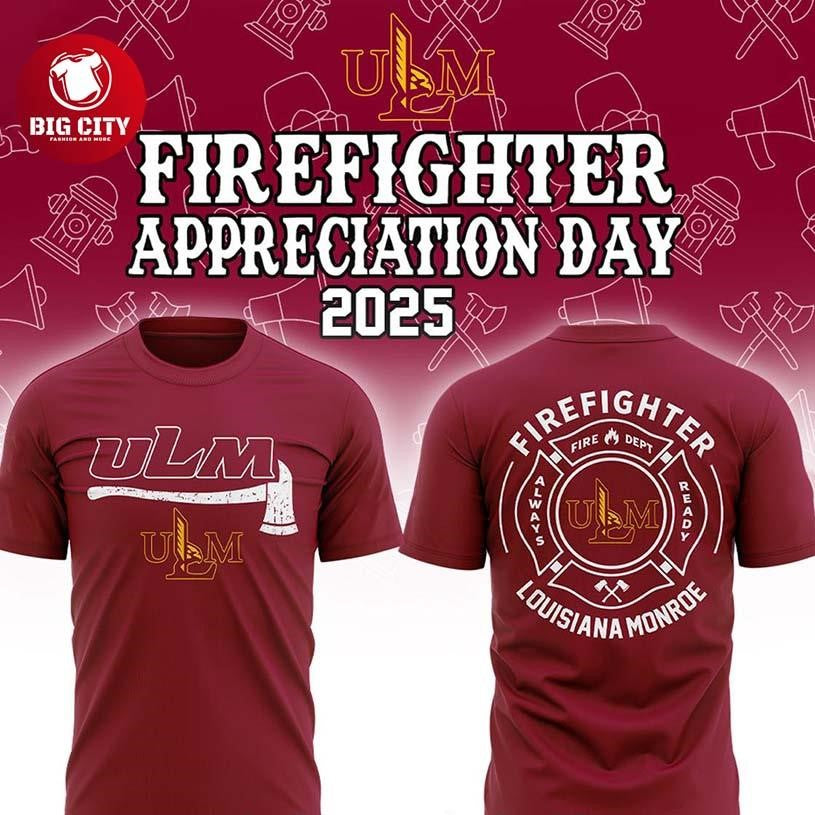 Louisiana-Monroe Warhawks Firefighters NCAA Appreciation 2025-2026 Two Sided Shirt Unisex T-shirt, Sweatshirt, Hoodie, Long Sleeve Tee - T-Shirt, Sweatshirt, Hoodie