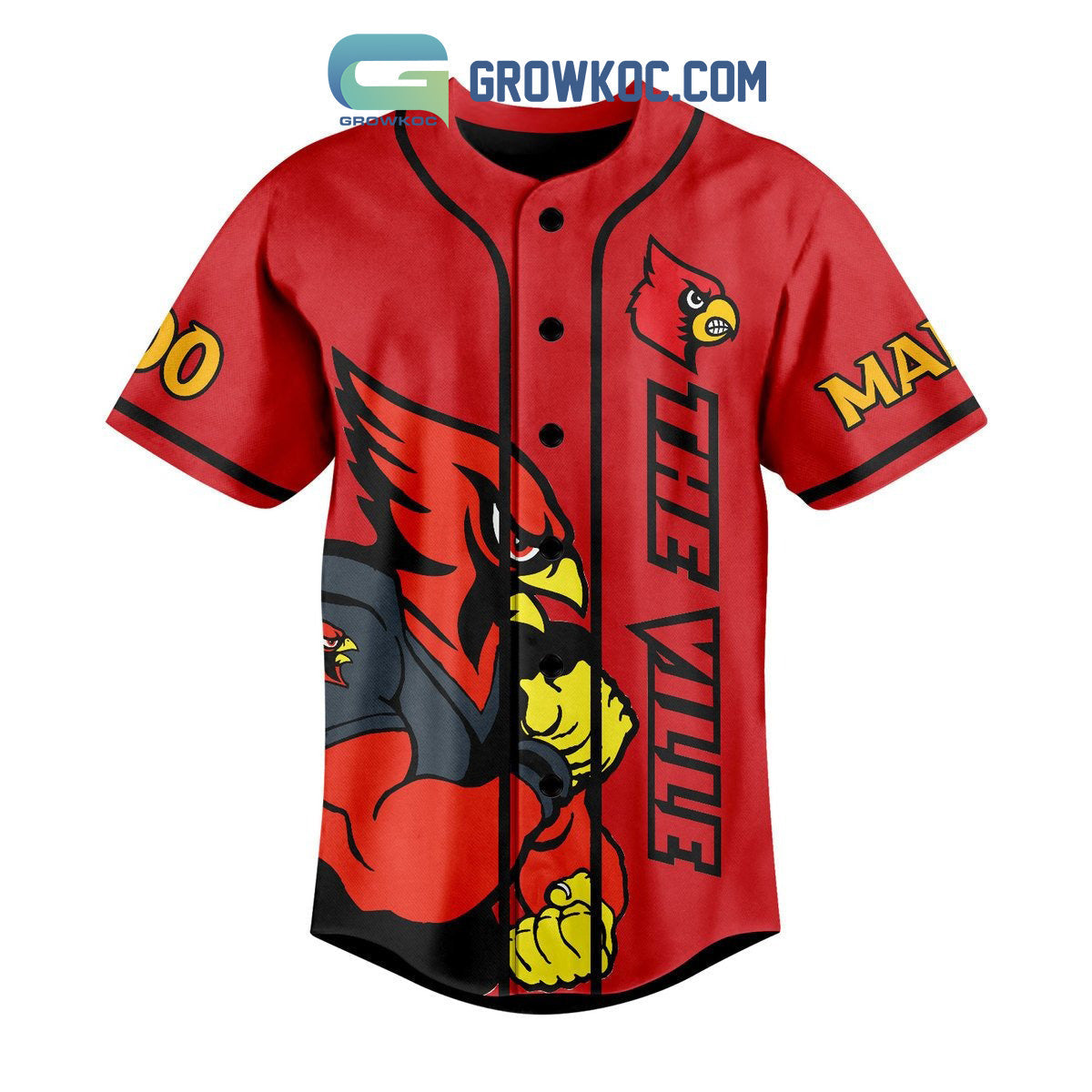 Louisville Cardinals The Ville Go Cards Personalized Baseball Jersey baseball jersey product view 2
