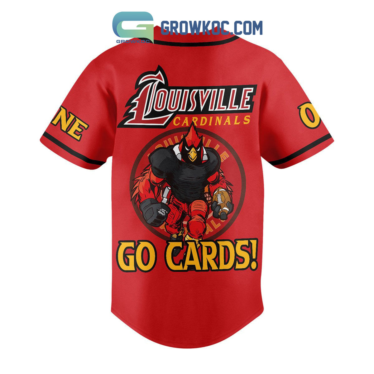 Louisville Cardinals The Ville Go Cards Personalized Baseball Jersey baseball jersey product view 3