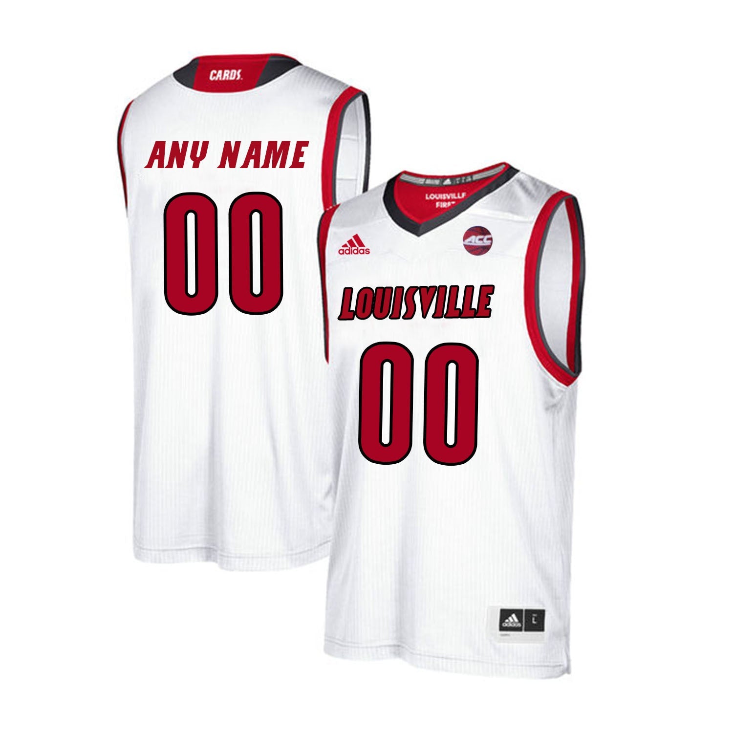 Louisville Cardinals Any Name 00 White College Football Jersey football jersey product view 1