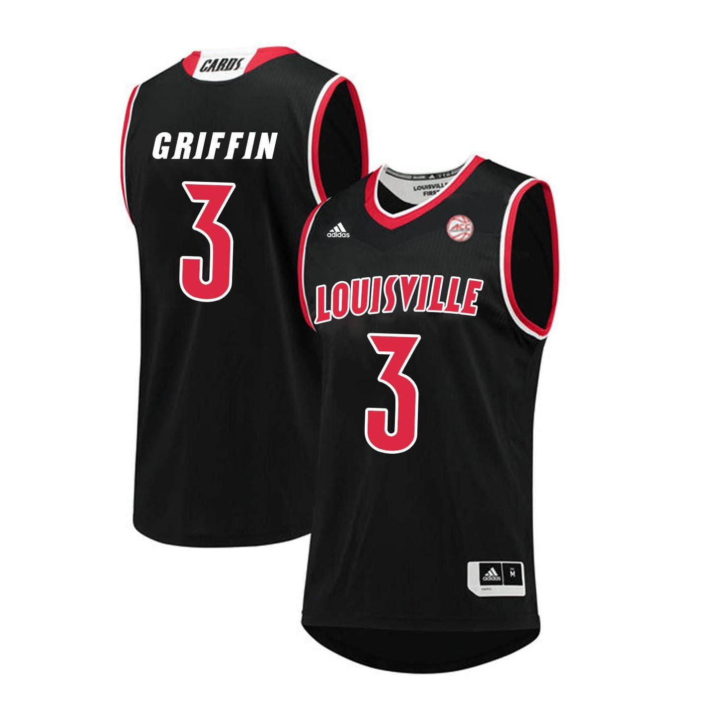 Louisville Cardinals Griffin 3 Black College Football Jersey football jersey product view 1