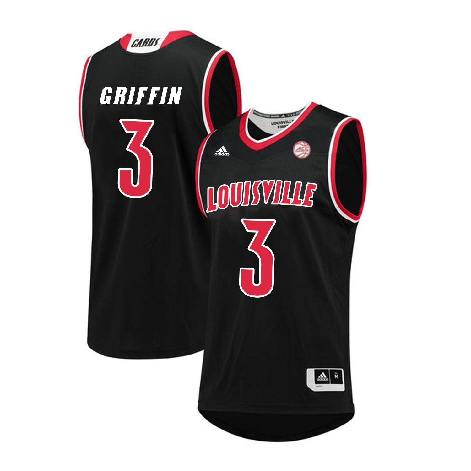 Louisville Cardinals Griffin 3 Black College Football Jersey football jersey product view 1