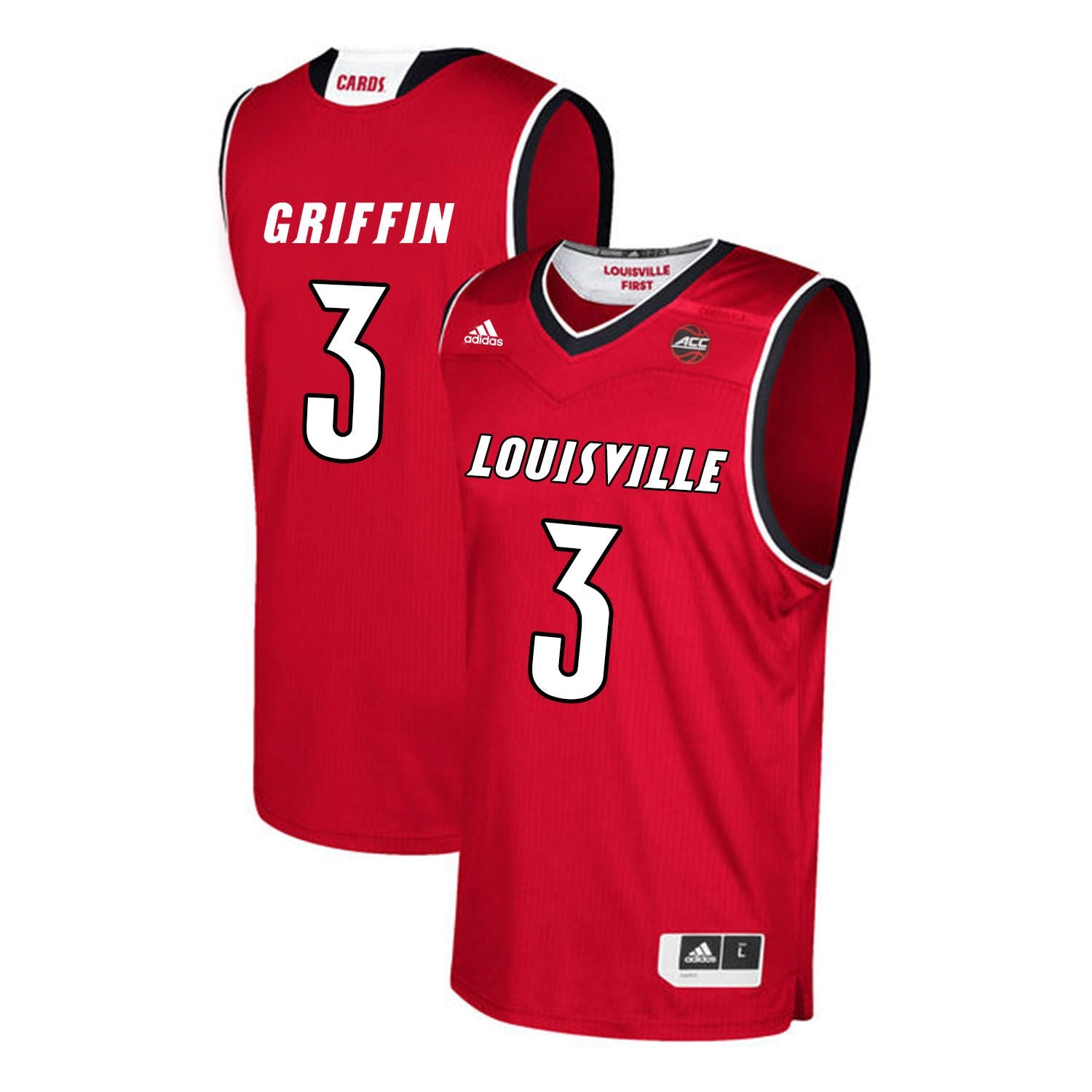 Louisville Cardinals Griffin 3 Red College Football Jersey football jersey product view 1