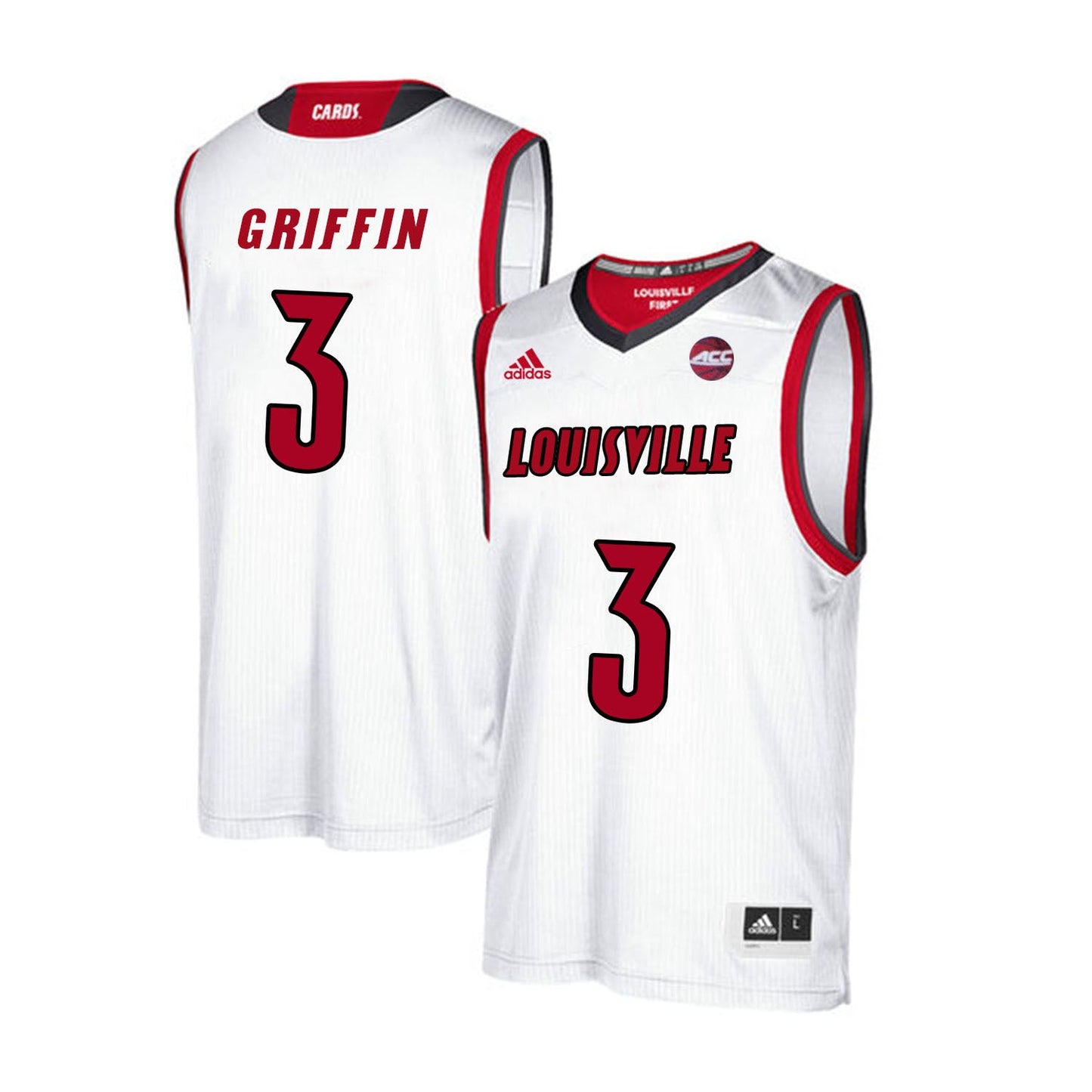 Louisville Cardinals Griffin 3 White College Football Jersey football jersey product view 1