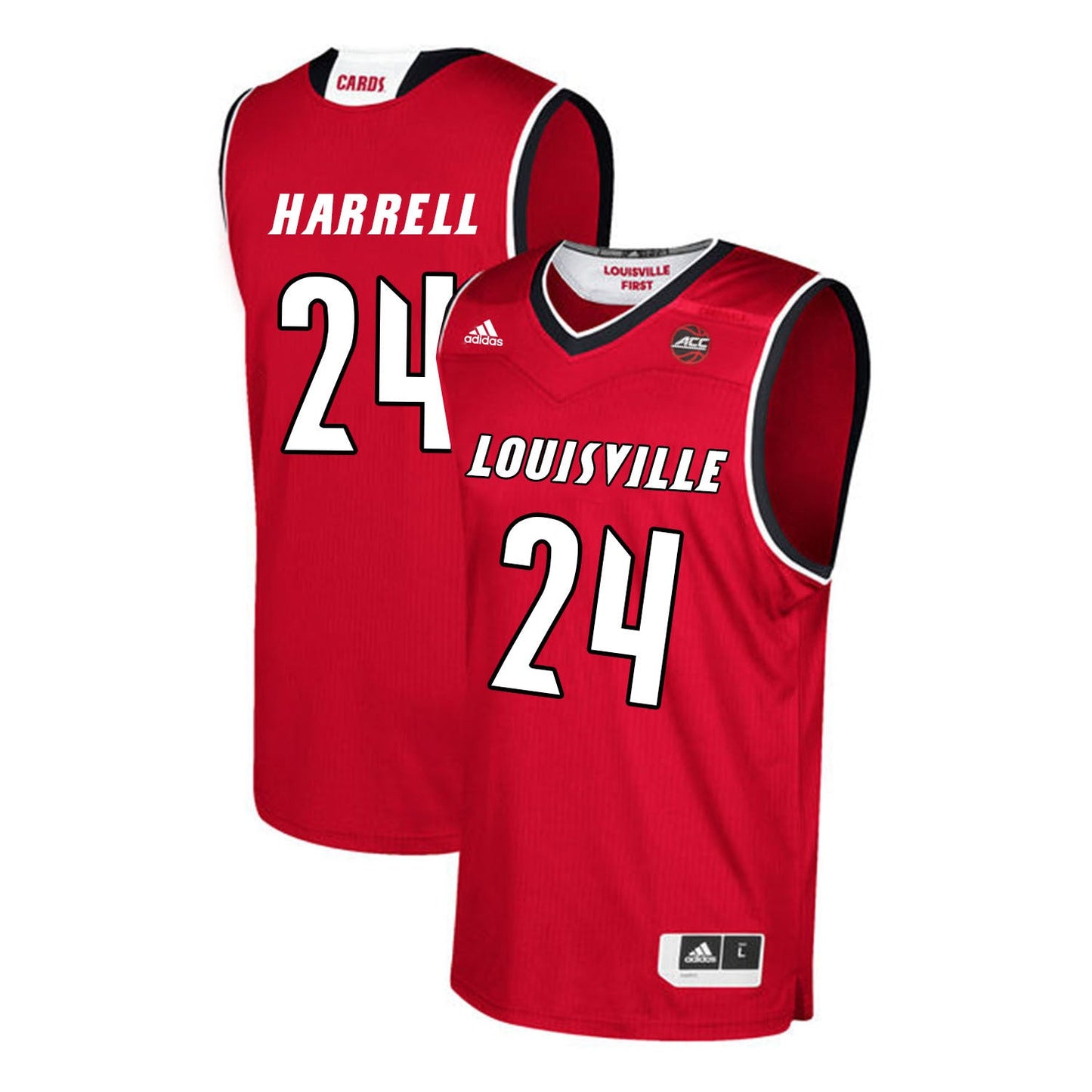 Louisville Cardinals Harrell 24 Red College Football Jersey football jersey product view 1