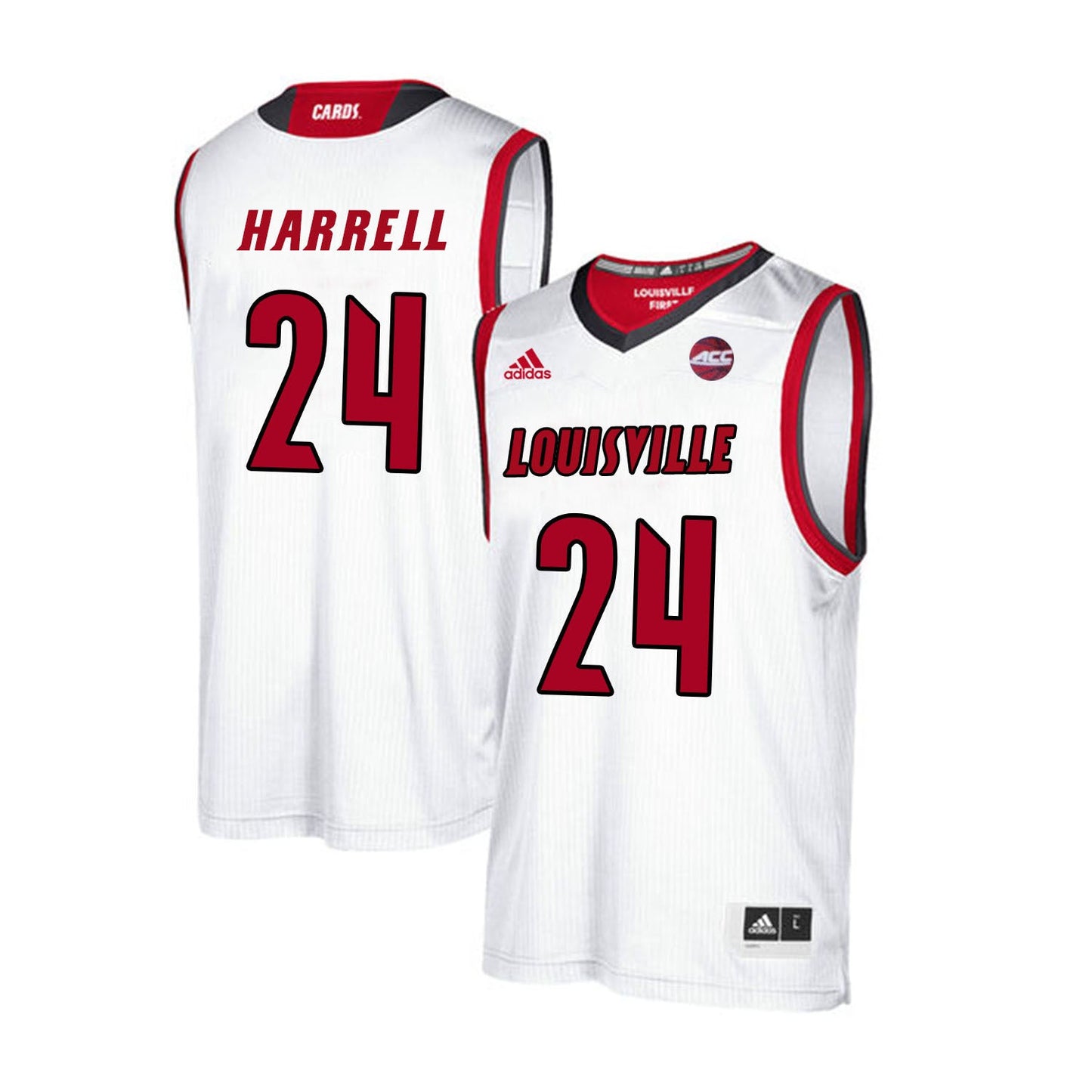 Louisville Cardinals Harrell 24 White College Football Jersey football jersey product view 1