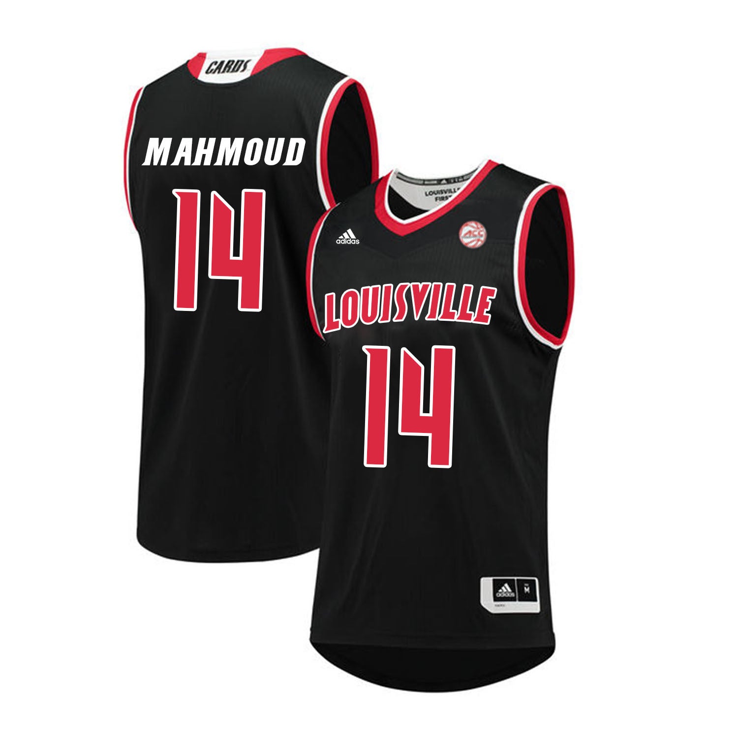 Louisville Cardinals Mahmoud 14 Black College Football Jersey football jersey product view 1