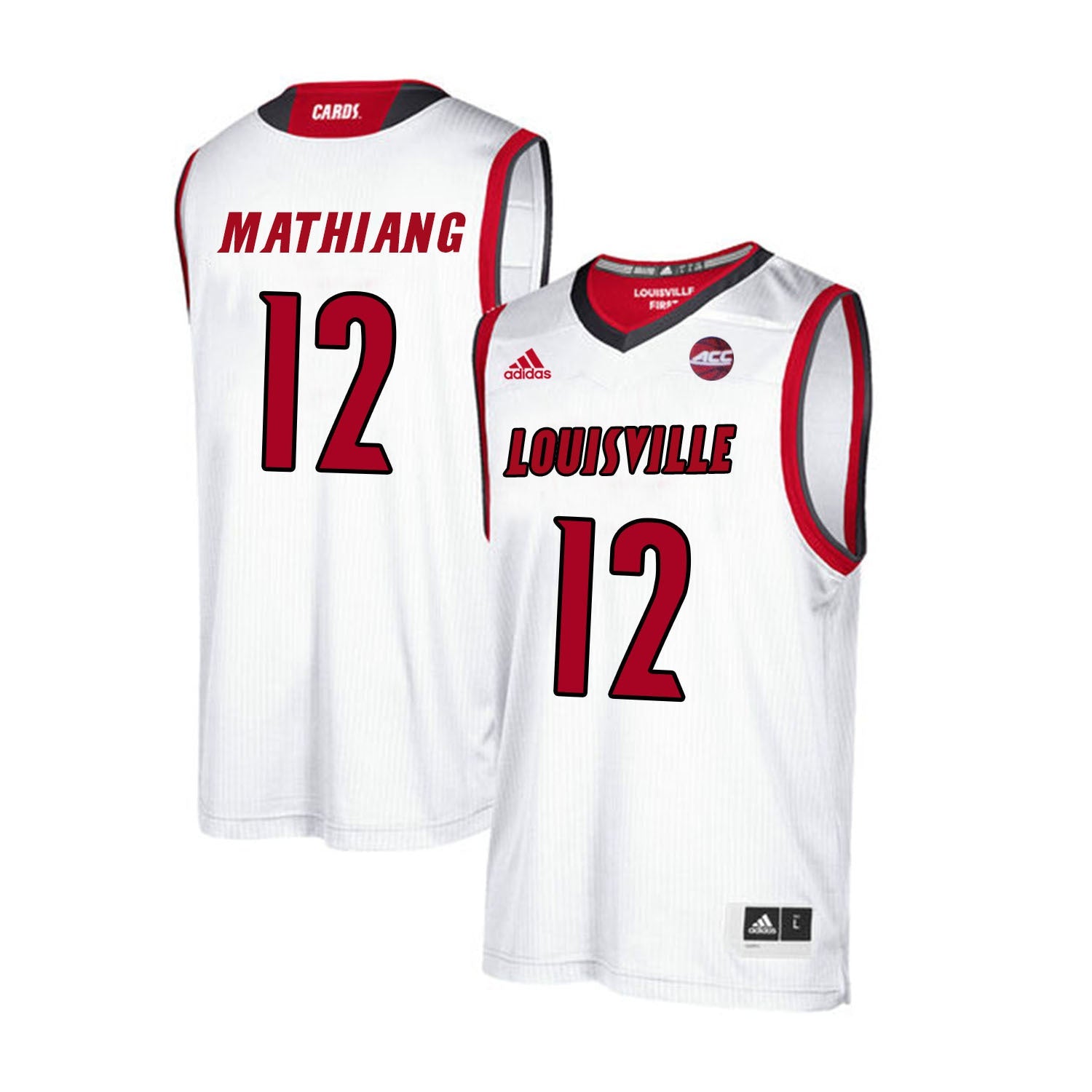 Louisville Cardinals Mathiang 12 White College Football Jersey football jersey product view 1