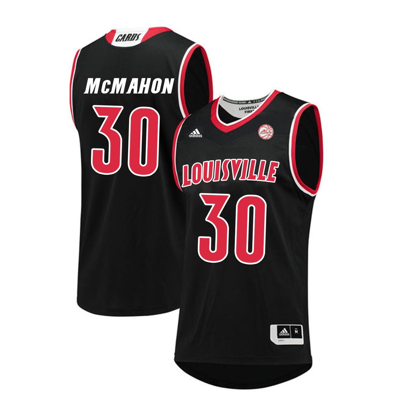 Louisville Cardinals McMahon 30 Black College Football Jersey football jersey product view 1