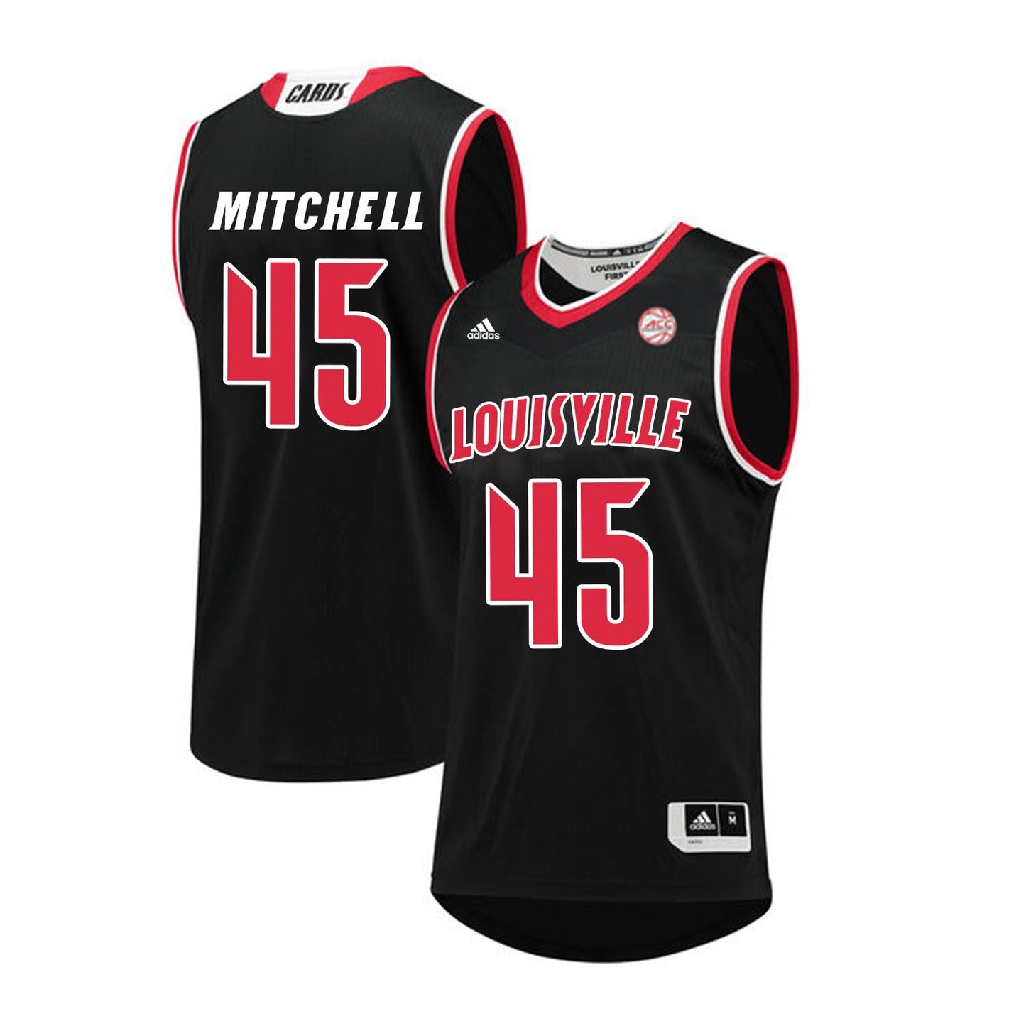 Louisville Cardinals Mitchell 45 Black College Football Jersey football jersey product view 1