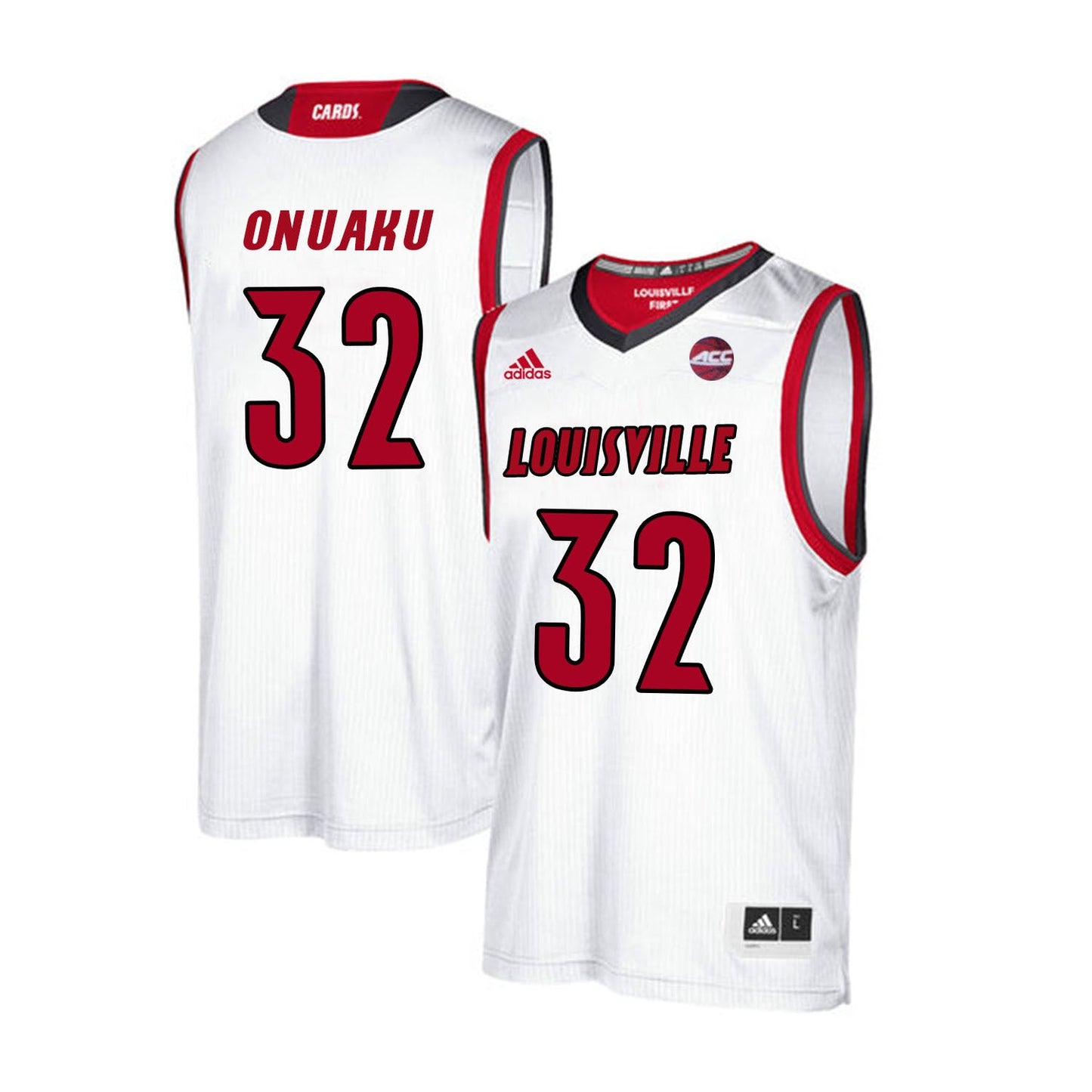 Louisville Cardinals Onuaku 32 White College Football Jersey football jersey product view 1
