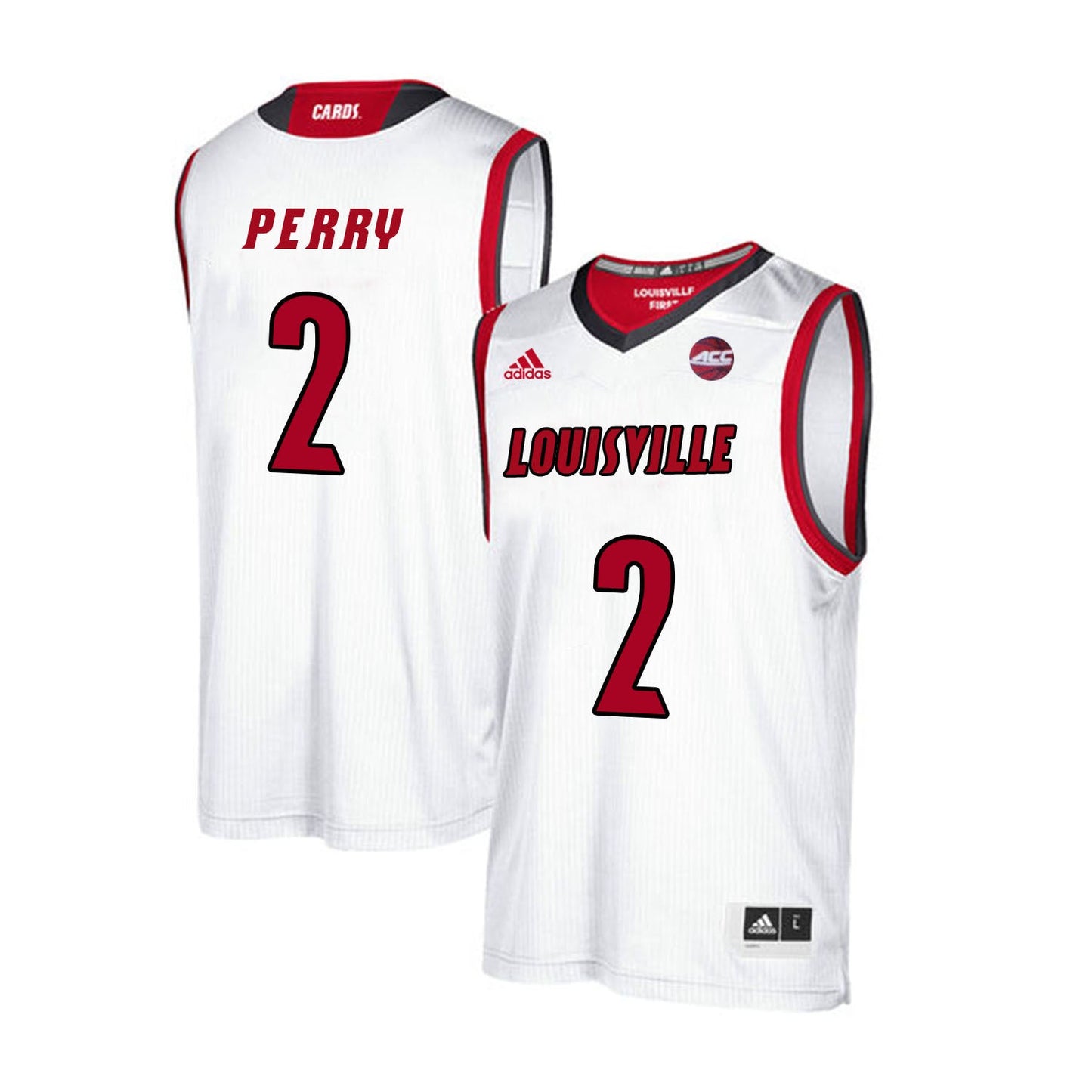 Louisville Cardinals Perry 2 White College Football Jersey football jersey product view 1