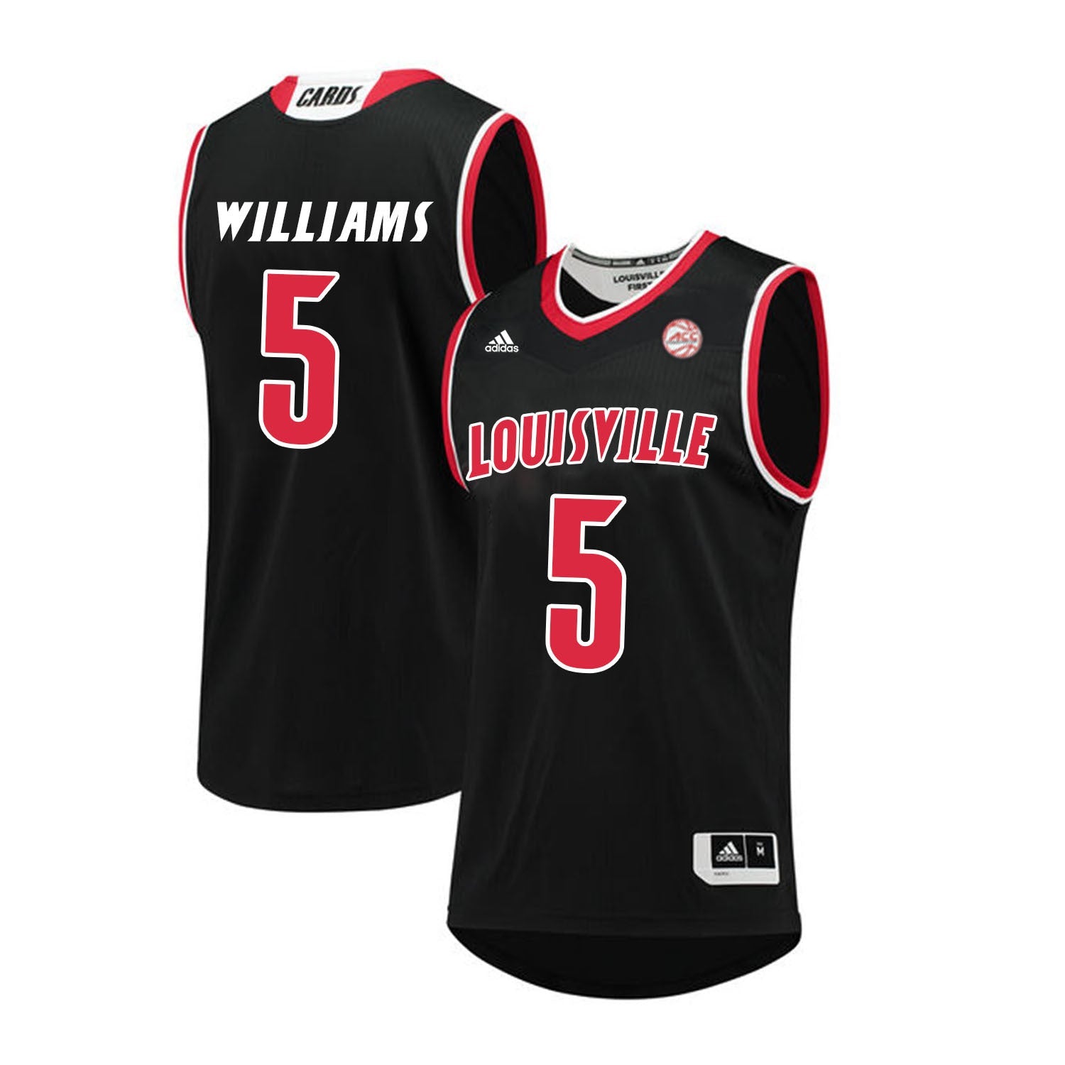 Louisville Cardinals Williams 5 Black College Football Jersey football jersey product view 1