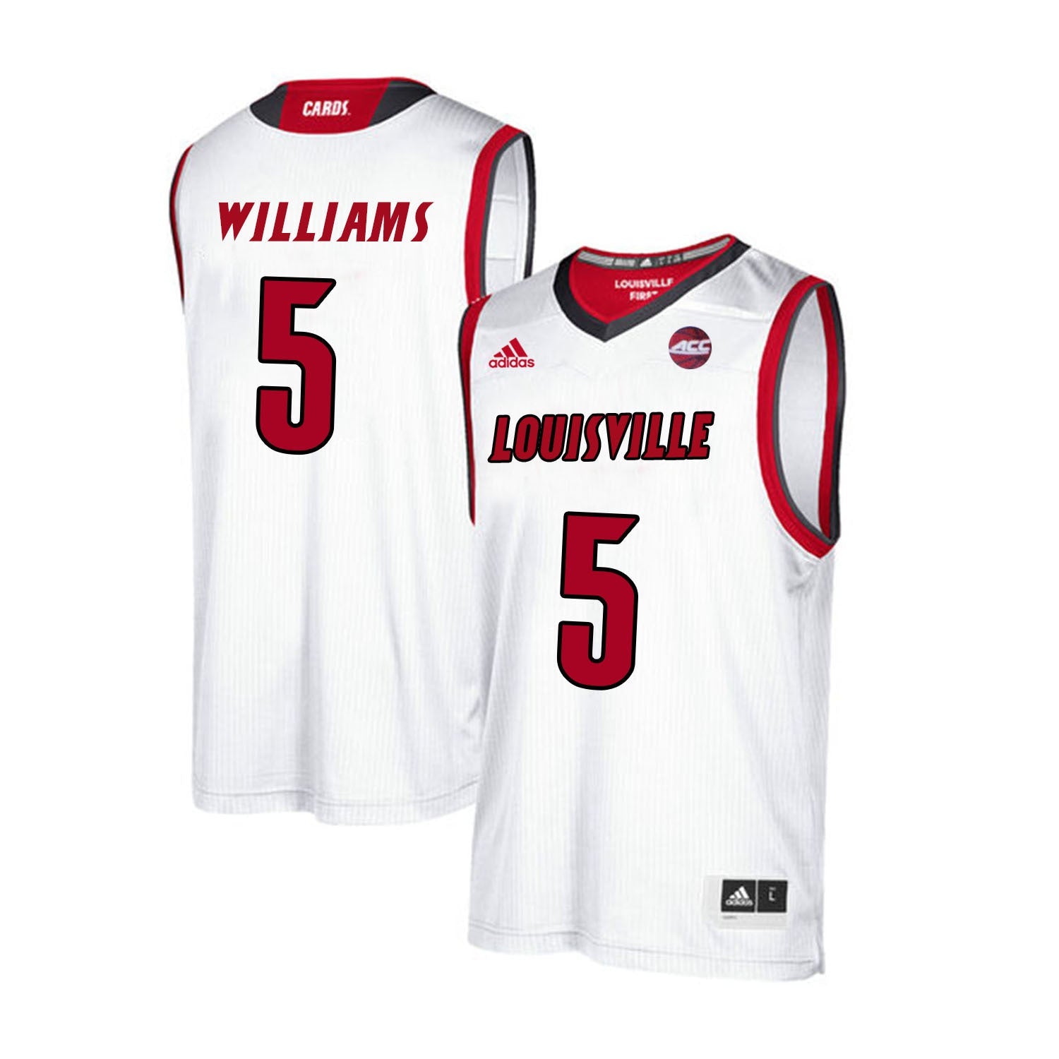 Louisville Cardinals Williams 5 White College Football Jersey football jersey product view 1