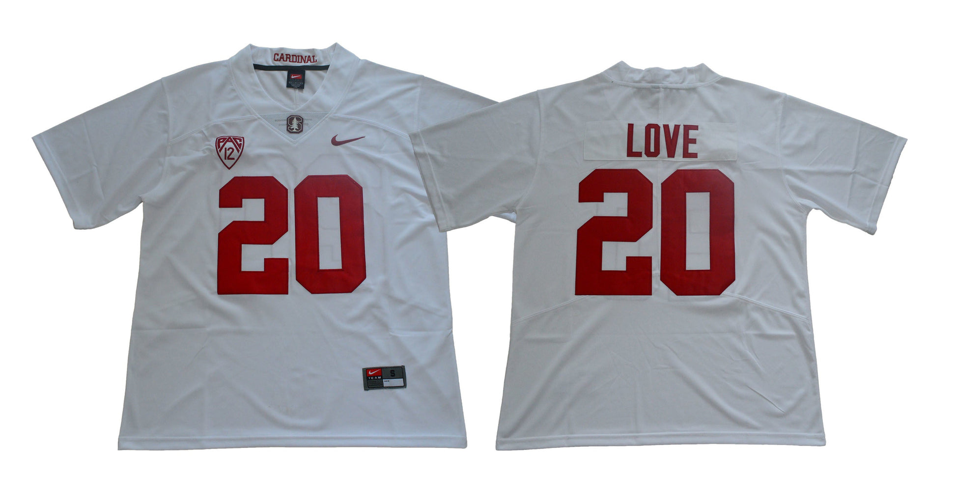 Love 20 White College Football Jersey football jersey product view 1