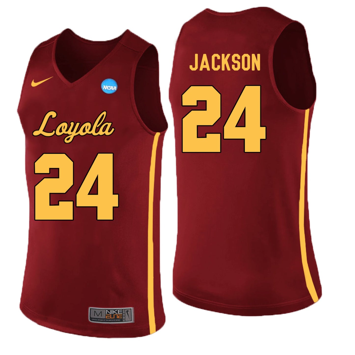 Loyola (Chi) Ramblers Aundre Jackson 24 Burgundy College Football Jersey football jersey product view 1