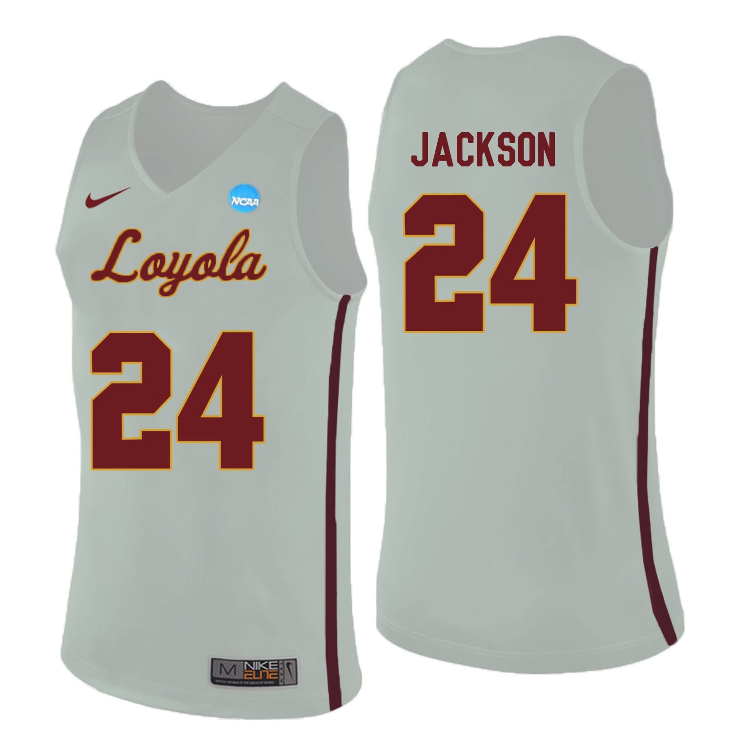 Loyola (Chi) Ramblers Aundre Jackson 24 White College Football Jersey football jersey product view 1