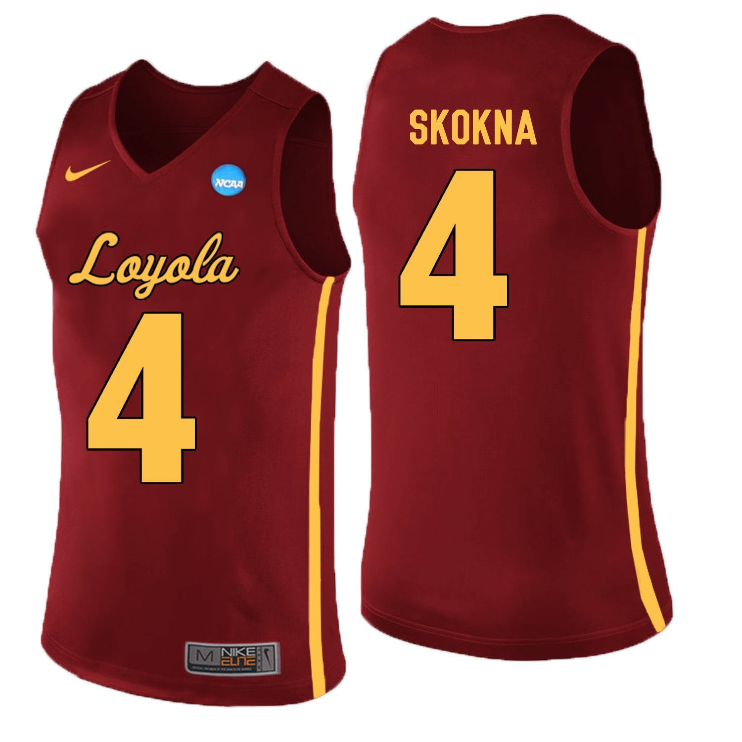 Loyola (Chi) Ramblers Bruno Skokna 4 Burgundy College Football Jersey football jersey product view 1