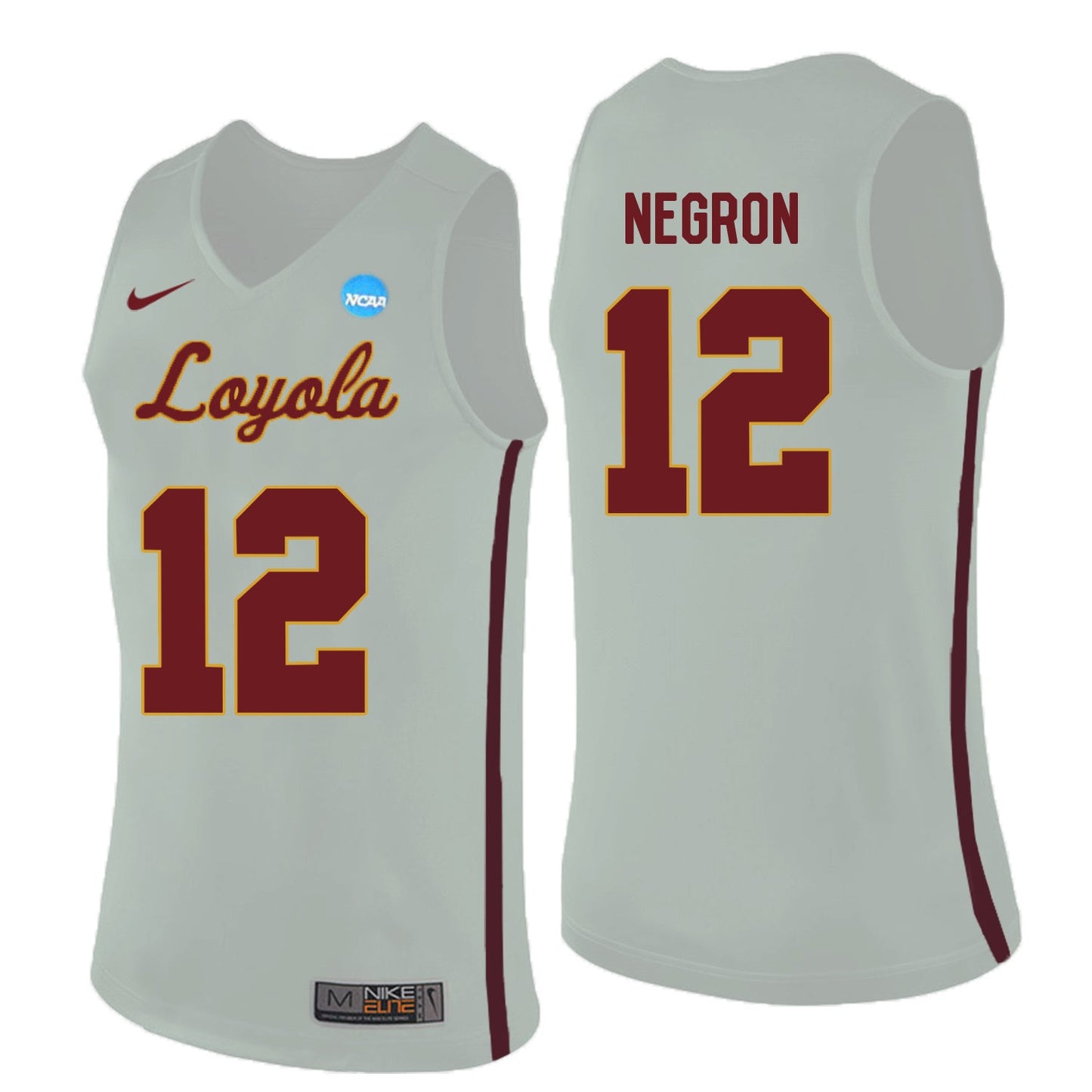 Loyola (Chi) Ramblers Christian Negron 12 White College Football Jersey football jersey product view 1
