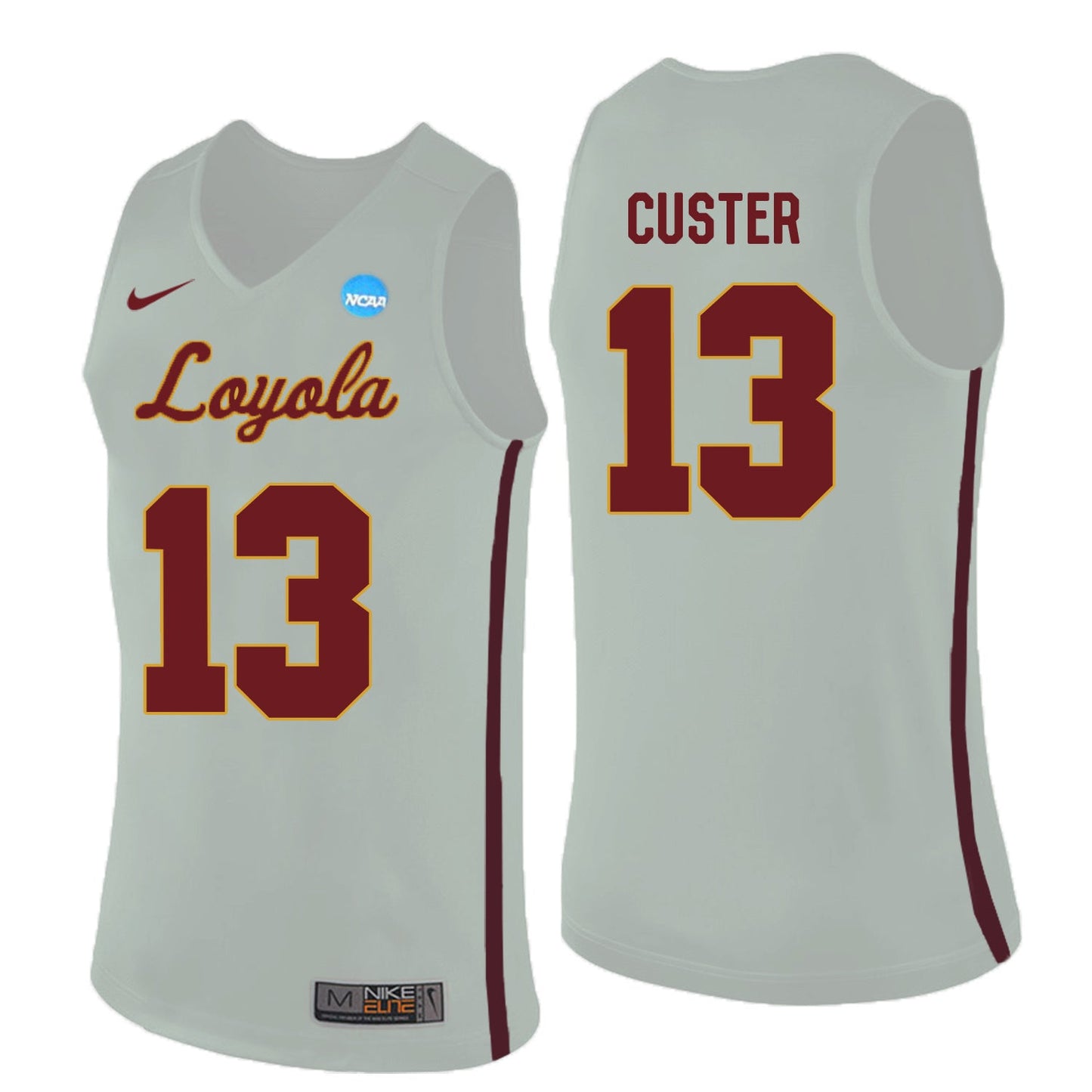 Loyola (Chi) Ramblers Clayton Custer 13 White College Football Jersey football jersey product view 1