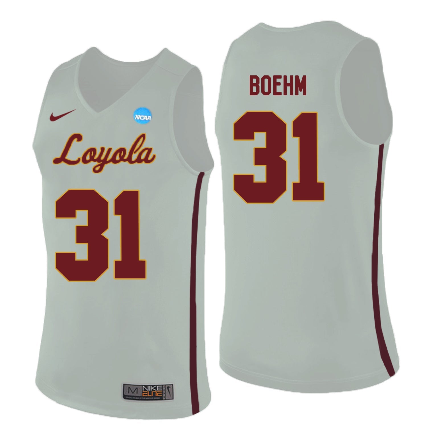 Loyola (Chi) Ramblers Dylan Boehm 31 White College Football Jersey football jersey product view 1