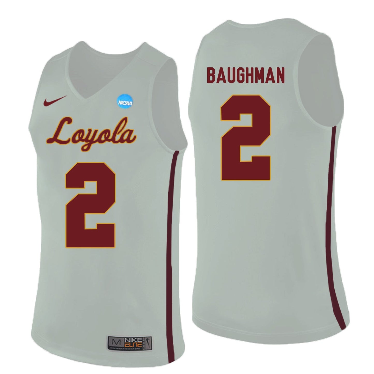 Loyola (Chi) Ramblers Jake Baughman 2 White College Football Jersey football jersey product view 1