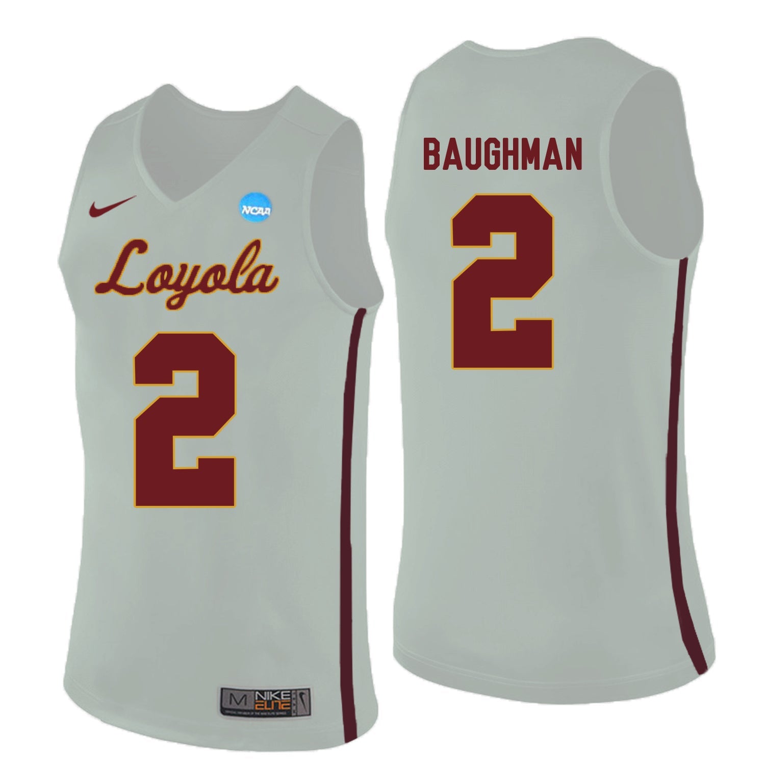 Loyola (Chi) Ramblers Jake Baughman 2 White College Football Jersey football jersey product view 1