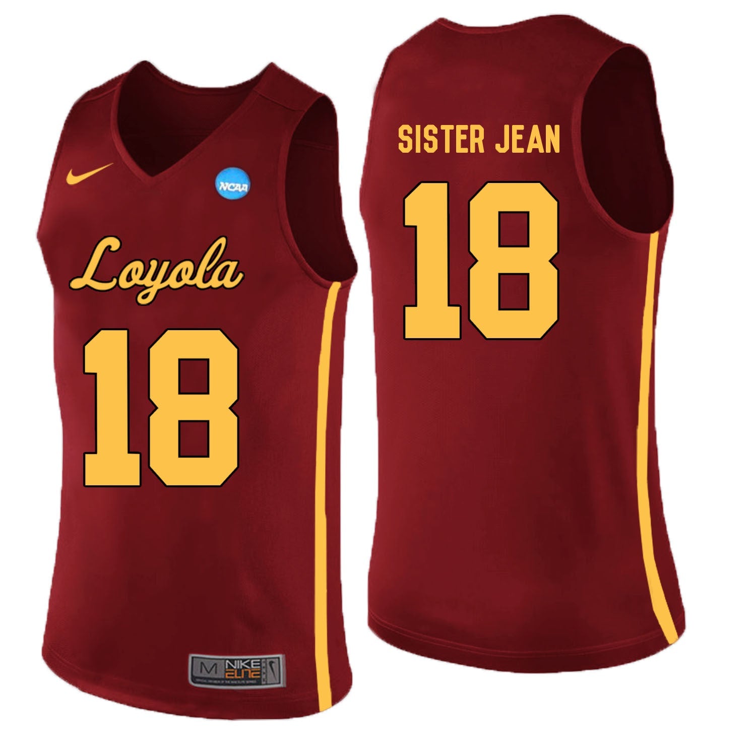 Loyola (Chi) Ramblers SISTER JEAN 18 Burgundy College Football Jersey football jersey product view 1