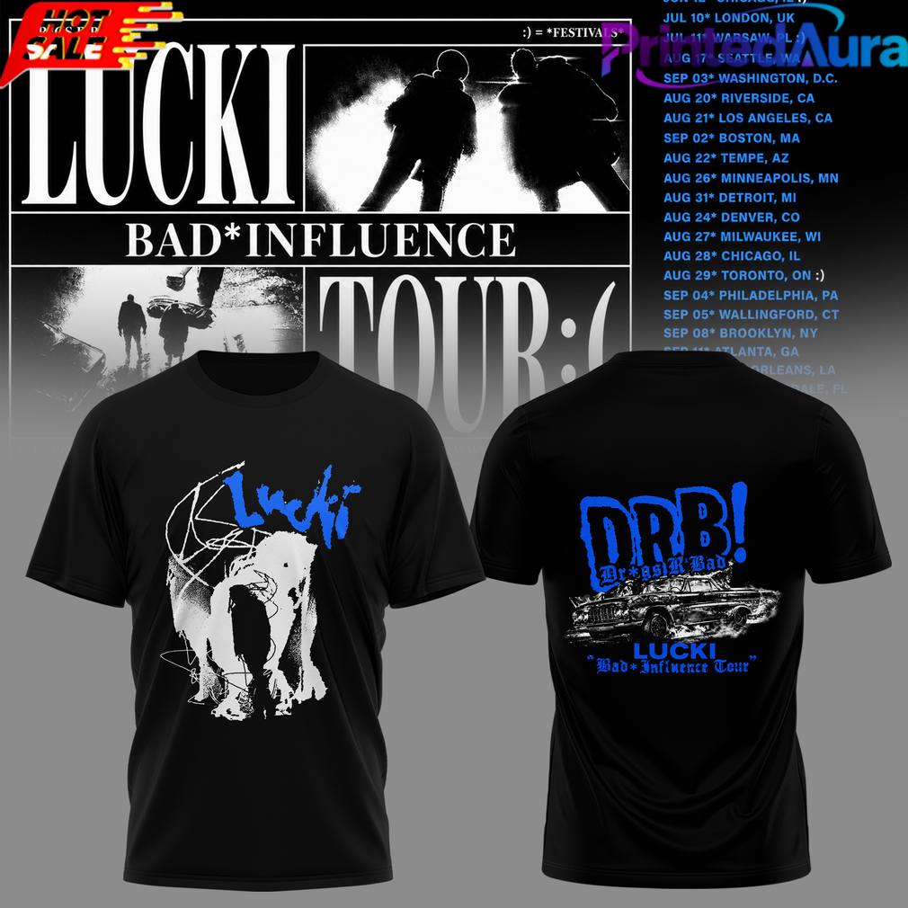 Lucki Bad Influence Tour 2026 Bad Influence Shirt Unisex T-shirt, Sweatshirt, Hoodie, Long Sleeve Tee - T-Shirt, Sweatshirt, Hoodie