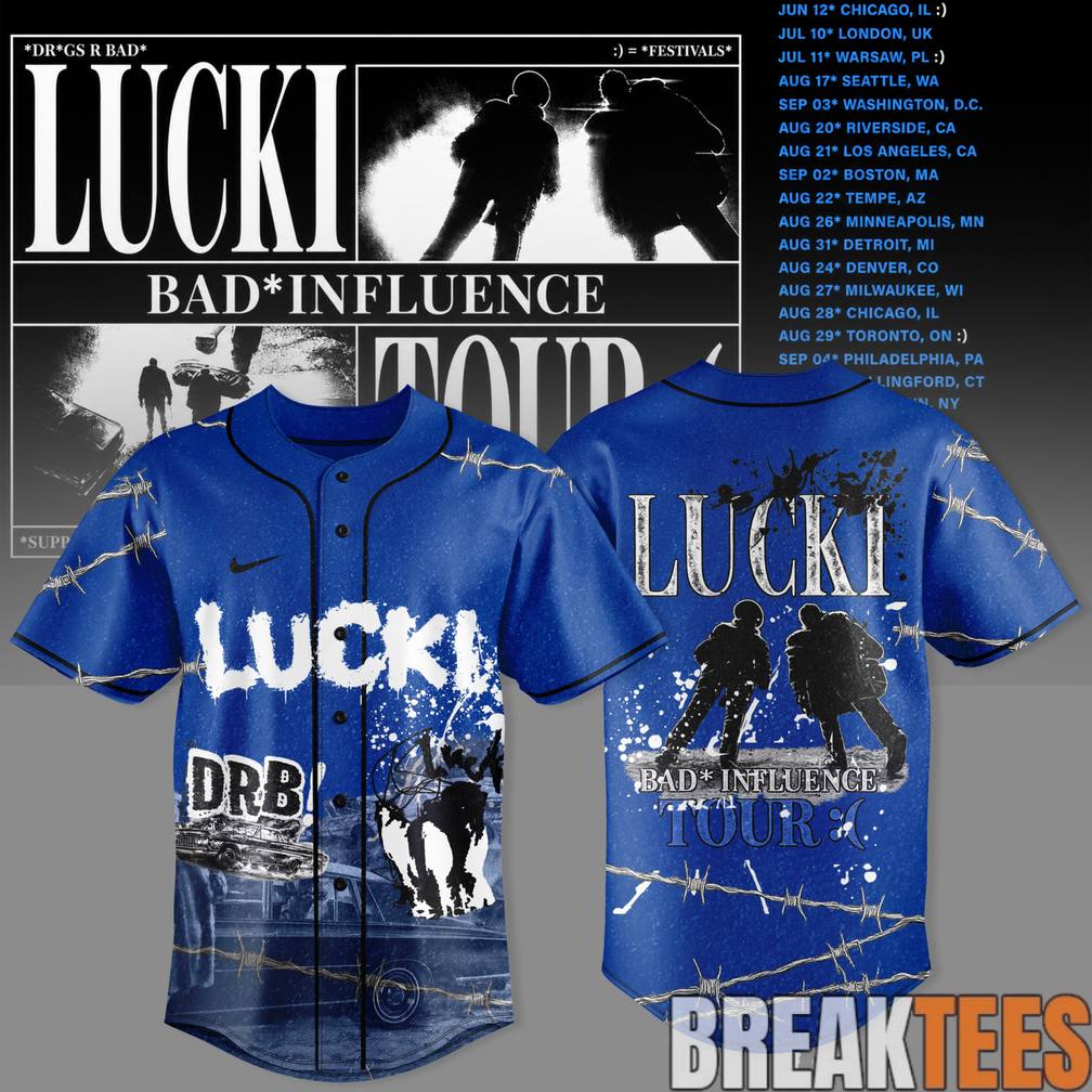 Lucki Bad Influence Tour 2026 Deadboylife Baseball Jersey Unisex T-shirt, Sweatshirt, Hoodie, Long Sleeve Tee - T-Shirt, Sweatshirt, Hoodie