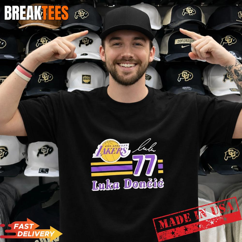 Luka Doncic 77 Los Angeles Lakers 2026 NBA Playoff signature T-Shirt Unisex T-shirt, Sweatshirt, Hoodie, Long Sleeve Tee - T-Shirt, Sweatshirt, Hoodie