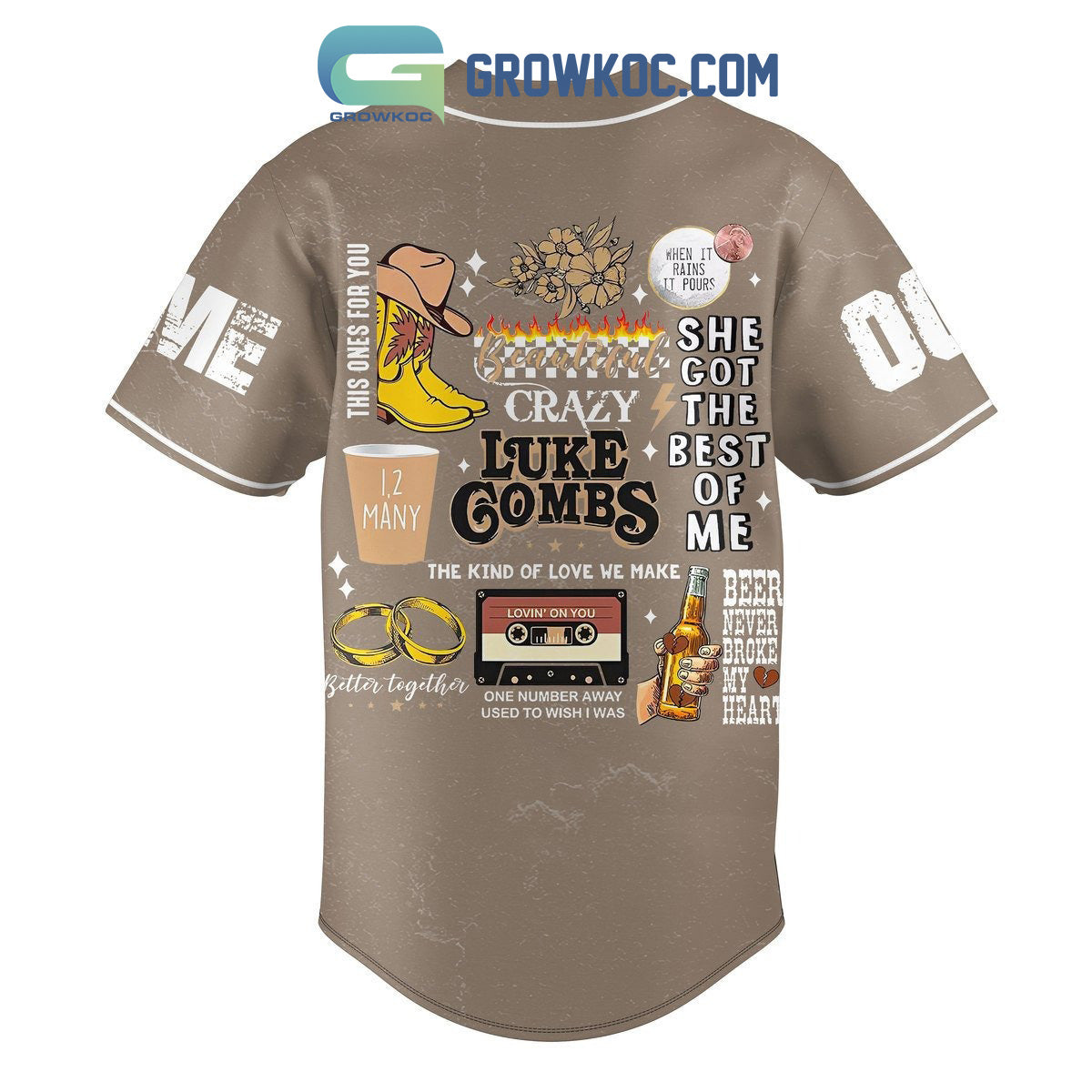 Luke Combs Beer Never Broke My Heart Personalized Baseball Jersey baseball jersey product view 2