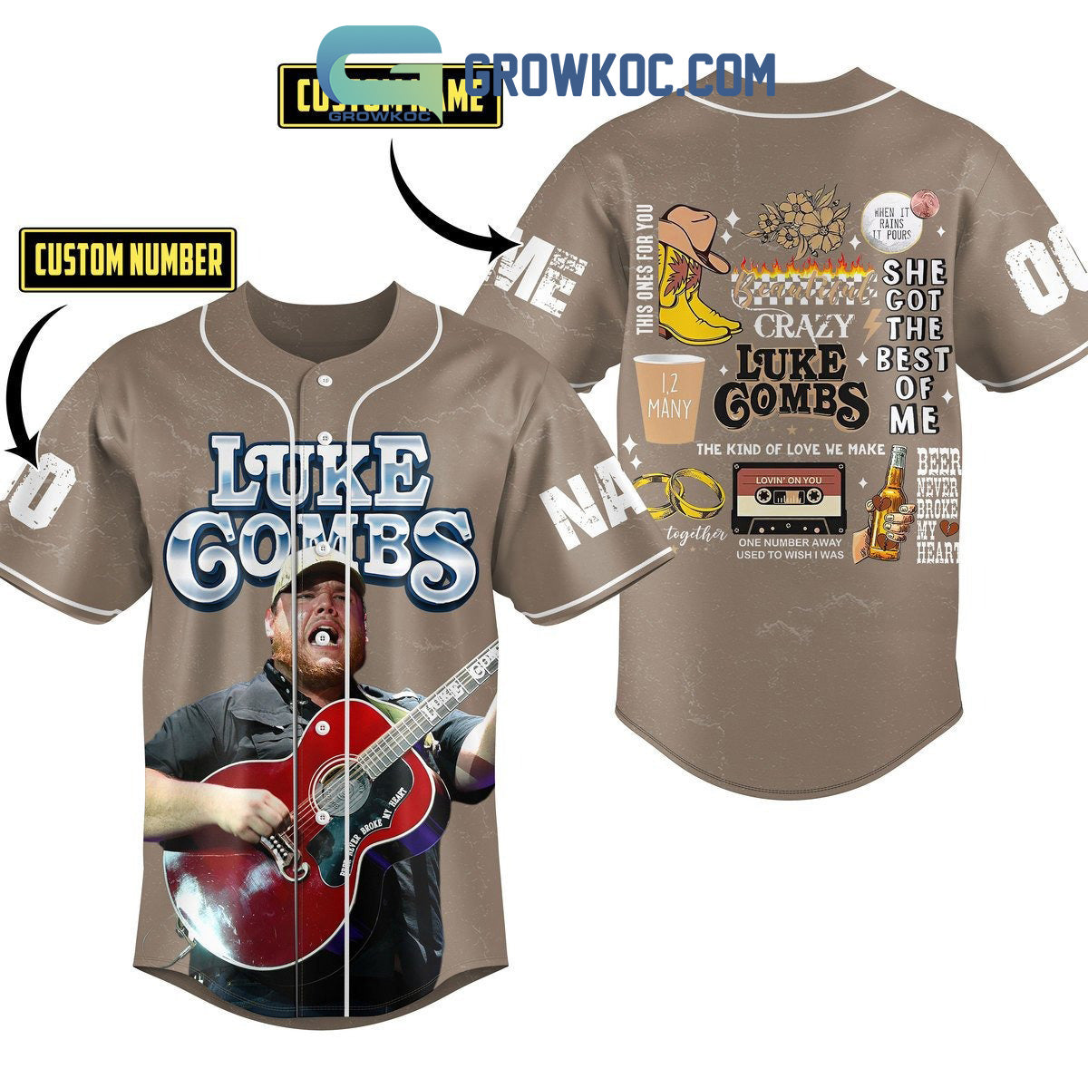 Luke Combs Beer Never Broke My Heart Personalized Baseball Jersey baseball jersey product view 3
