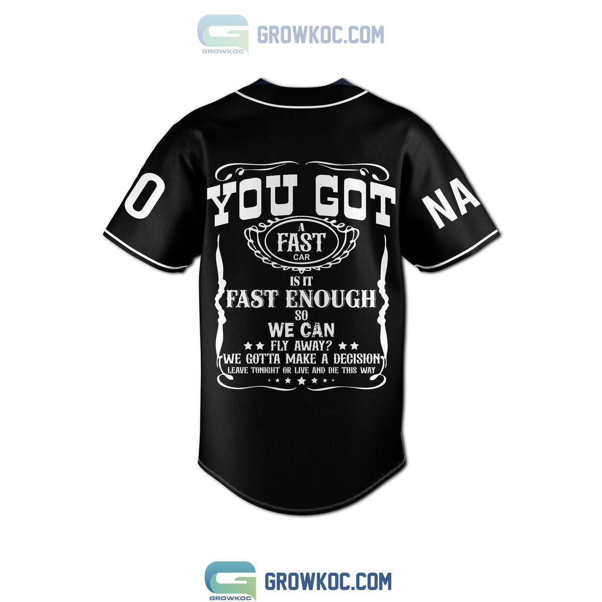 Luke Combs Getting’ Old You Got A Fast Car Personalized Black Design Baseball Jersey baseball jersey product view 2