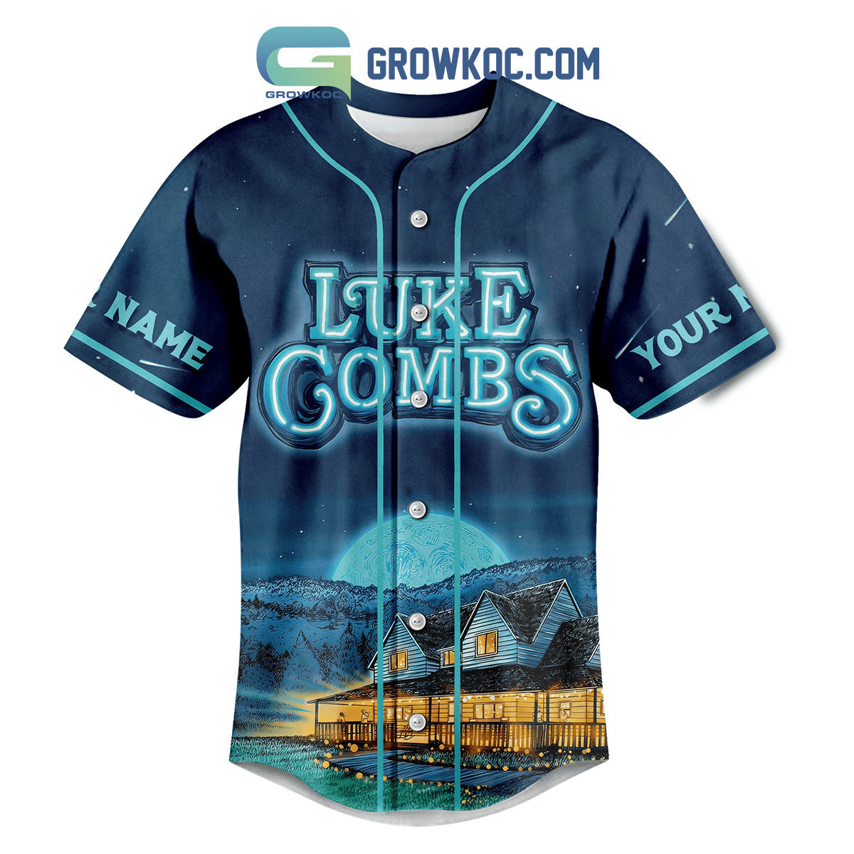 Luke Combs Growing Up And Getting Old Tour Personalized Baseball Jersey baseball jersey product view 2