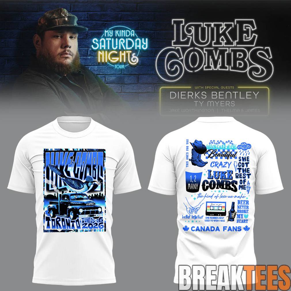 Luke Combs My Kinda Saturday Night Tour 2026 x Toronto Blue Jays Shirt Unisex T-shirt, Sweatshirt, Hoodie, Long Sleeve Tee - T-Shirt, Sweatshirt, Hoodie