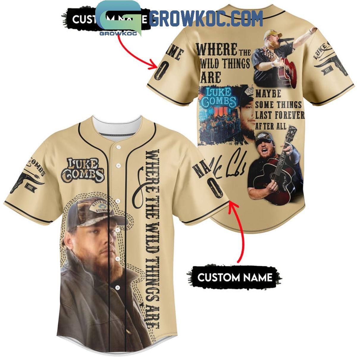 Luke Combs Where The Wild Things Are 2024 Personalized Baseball Jersey baseball jersey product view 1