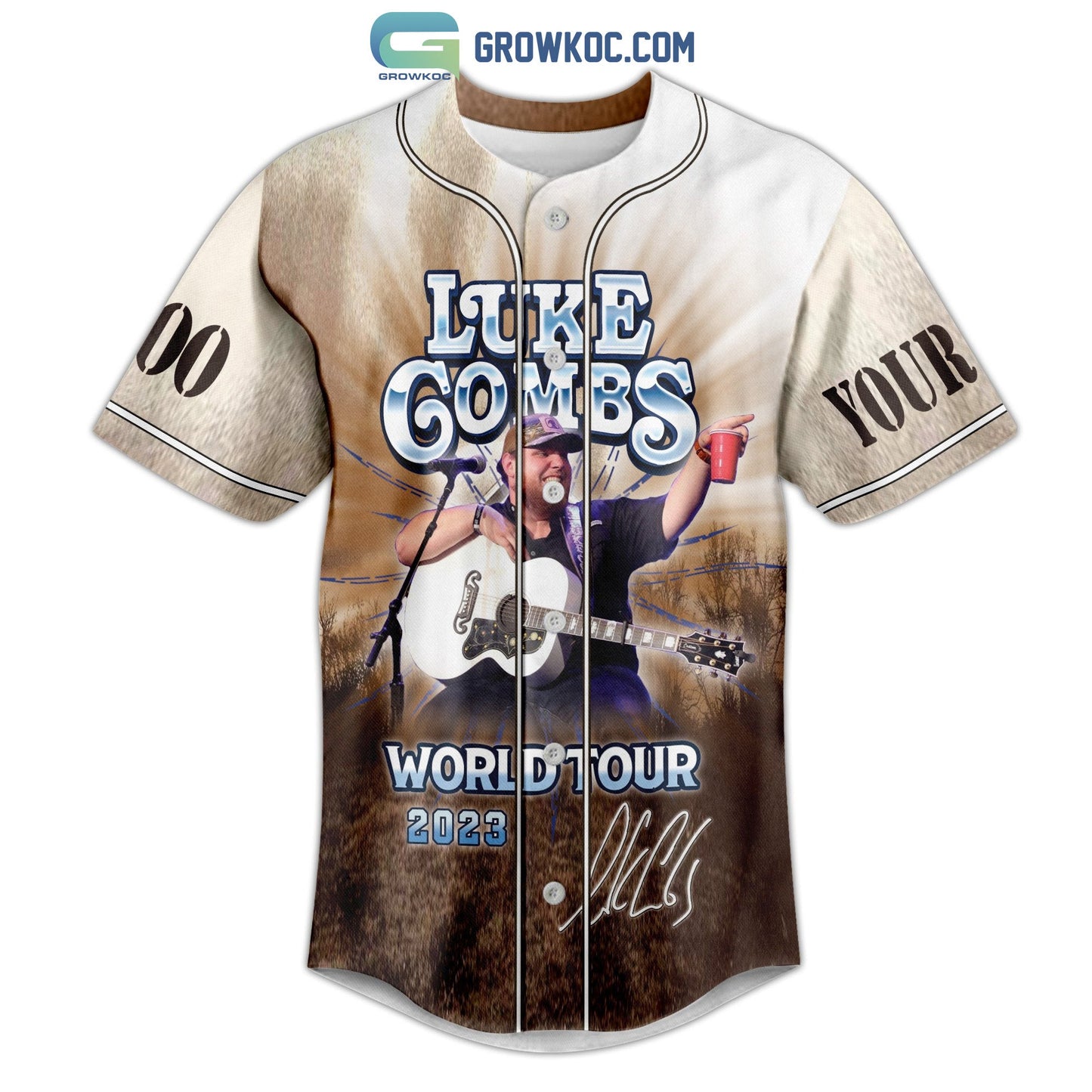 Luke Combs World Tour 2023 Personalized Baseball Jersey baseball jersey product view 2