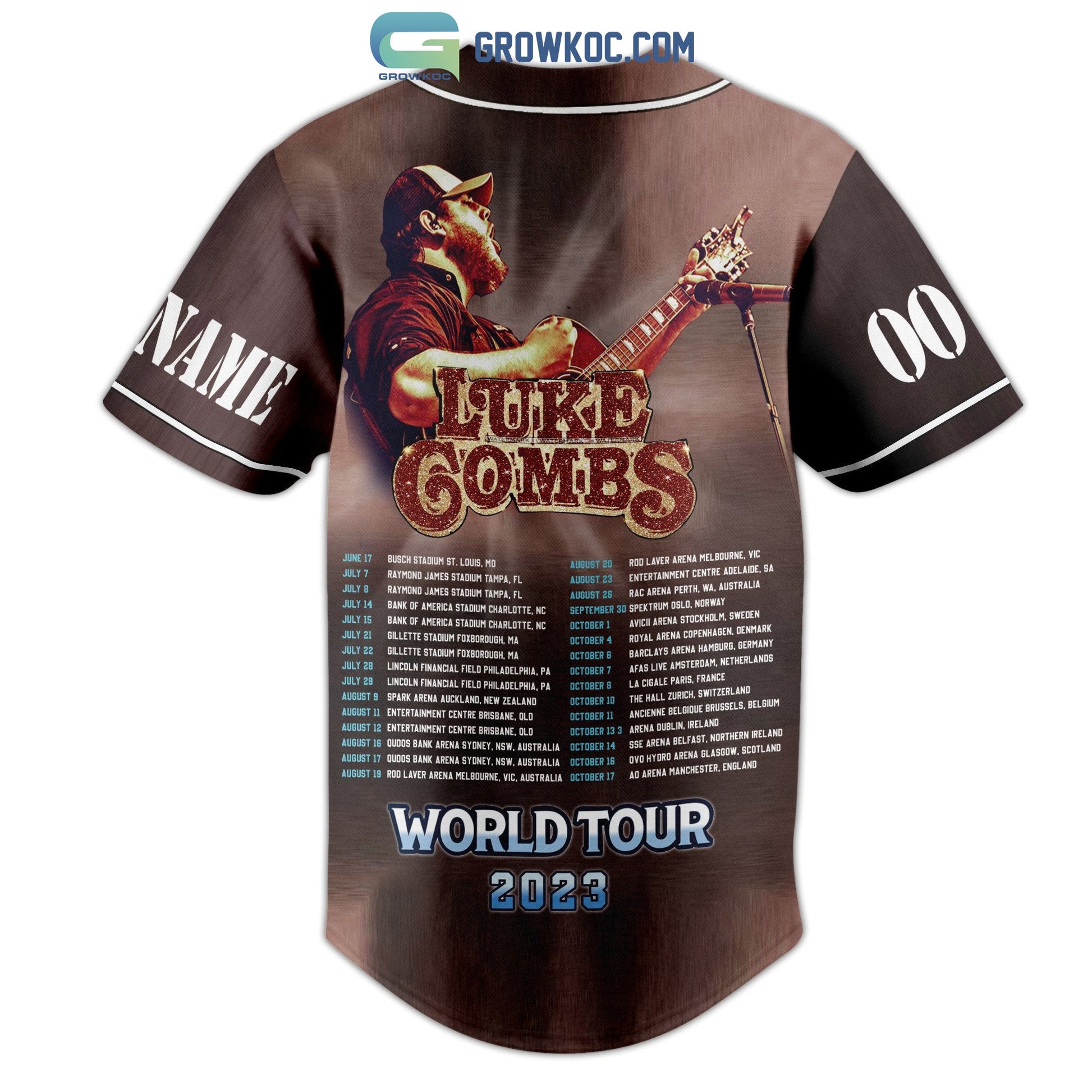 Luke Combs World Tour 2023 Personalized Baseball Jersey baseball jersey product view 3