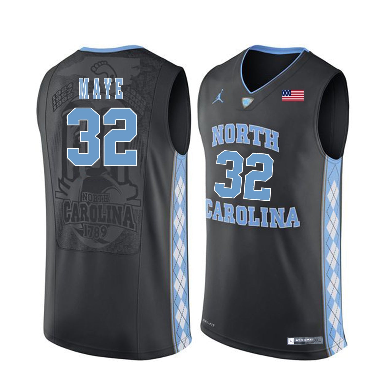 Luke Maye 32 Black College Football Jersey football jersey product view 1