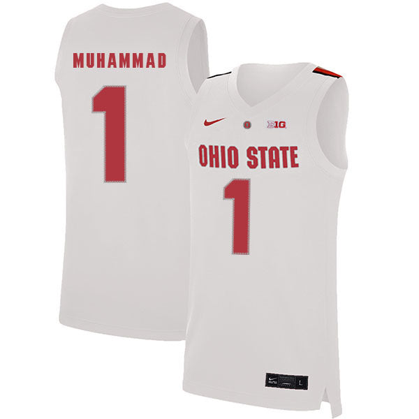 Luther Muhammad 1 White College Football Jersey football jersey product view 1