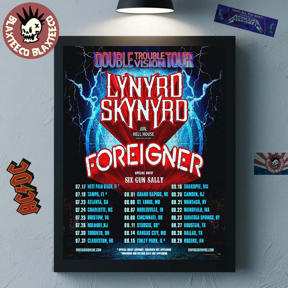 Lynyrd Skynyrd Double Trouble Vision Tour 2026 North America City Dates Home Decor Poster Canvas - T-Shirt, Sweatshirt, Hoodie
