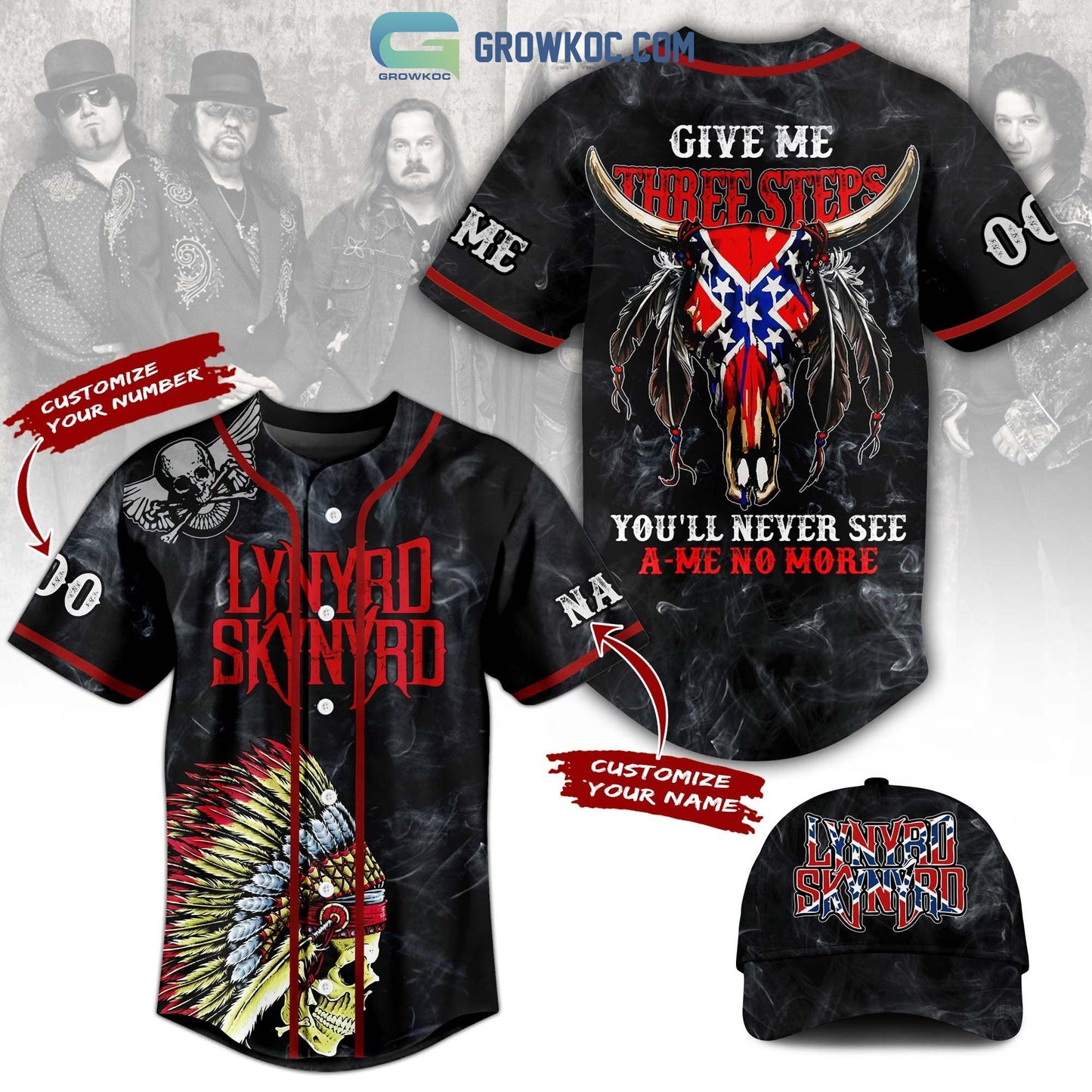 Lynyrd Skynyrd Give Me Three Steps You’ll Never See A Me No More Personalized Baseball Jersey baseball jersey product view 1