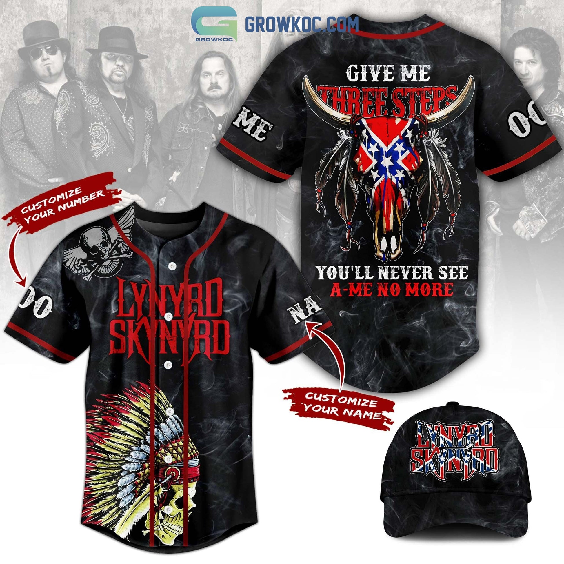 Lynyrd Skynyrd Give Me Three Steps You’ll Never See A Me No More Personalized Baseball Jersey baseball jersey product view 1
